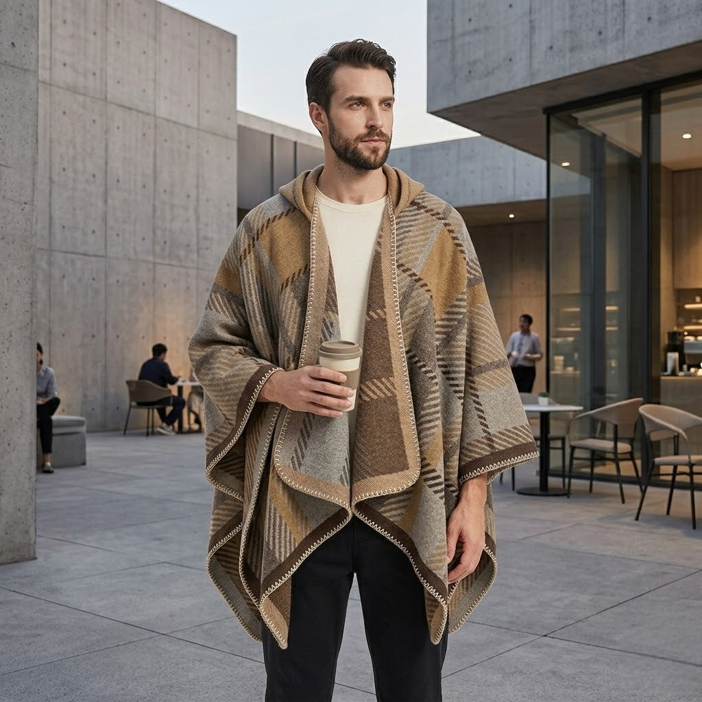 Poncho chaud homme raffiné