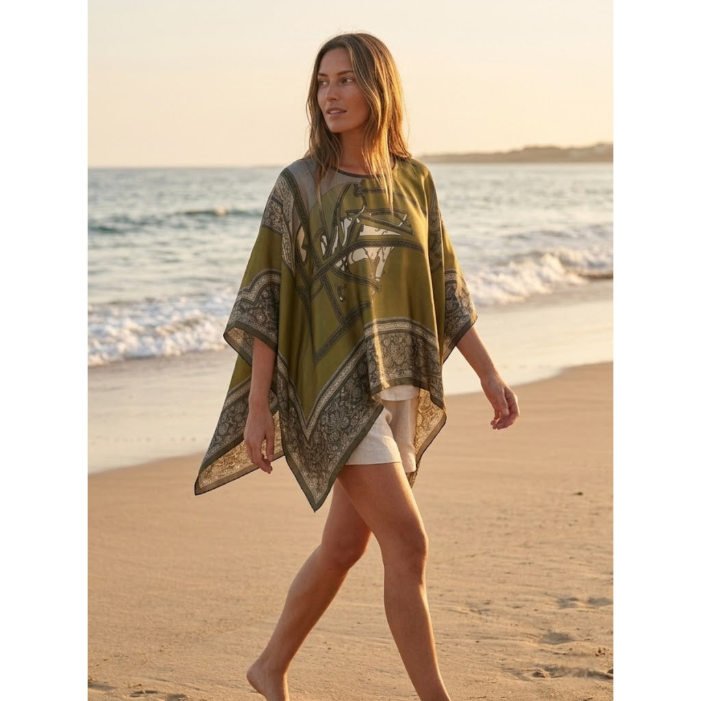 Poncho été femme kaki