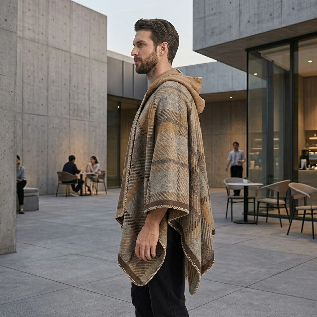 Poncho chaud homme raffiné