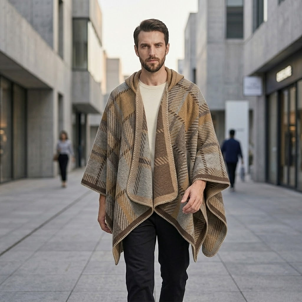 Poncho chaud homme raffiné