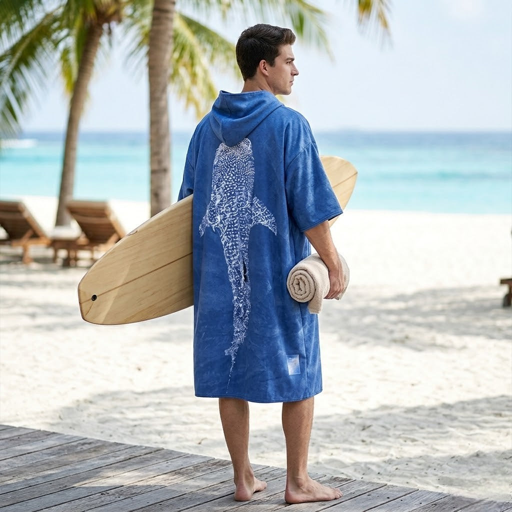 Poncho surf homme bleu