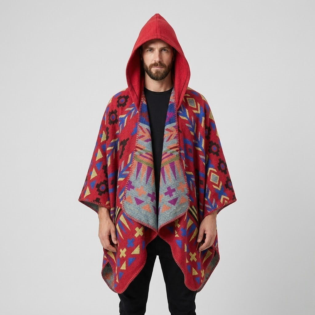 Poncho chaud homme style bohème