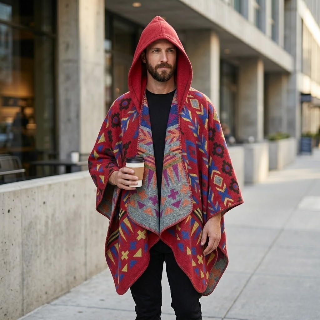 Poncho chaud homme style bohème