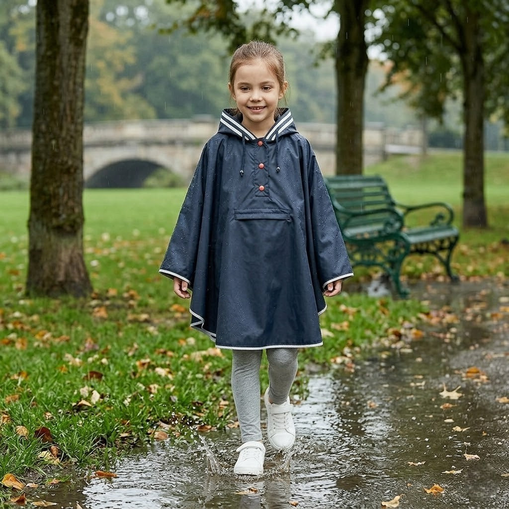 Poncho pluie enfant bleu marine