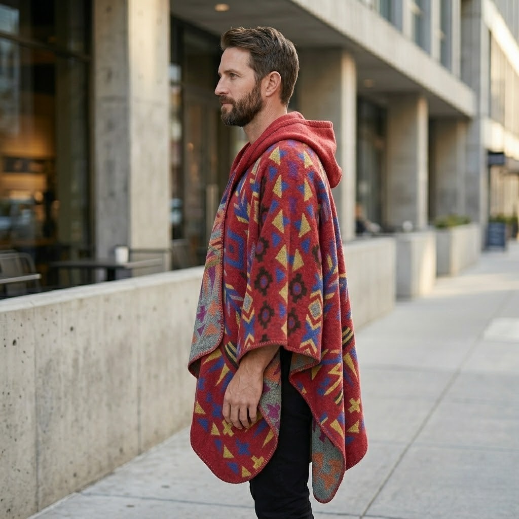 Poncho chaud homme style bohème