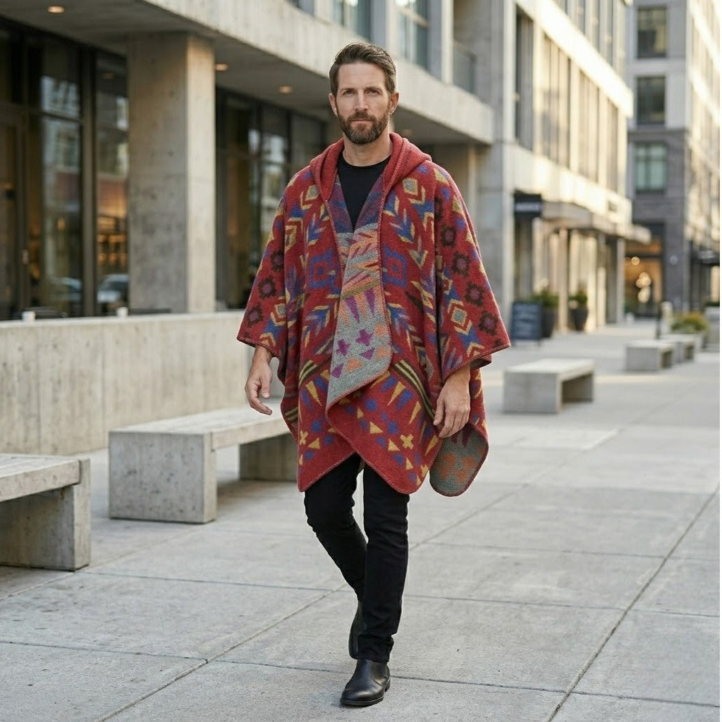 Poncho chaud homme style bohème