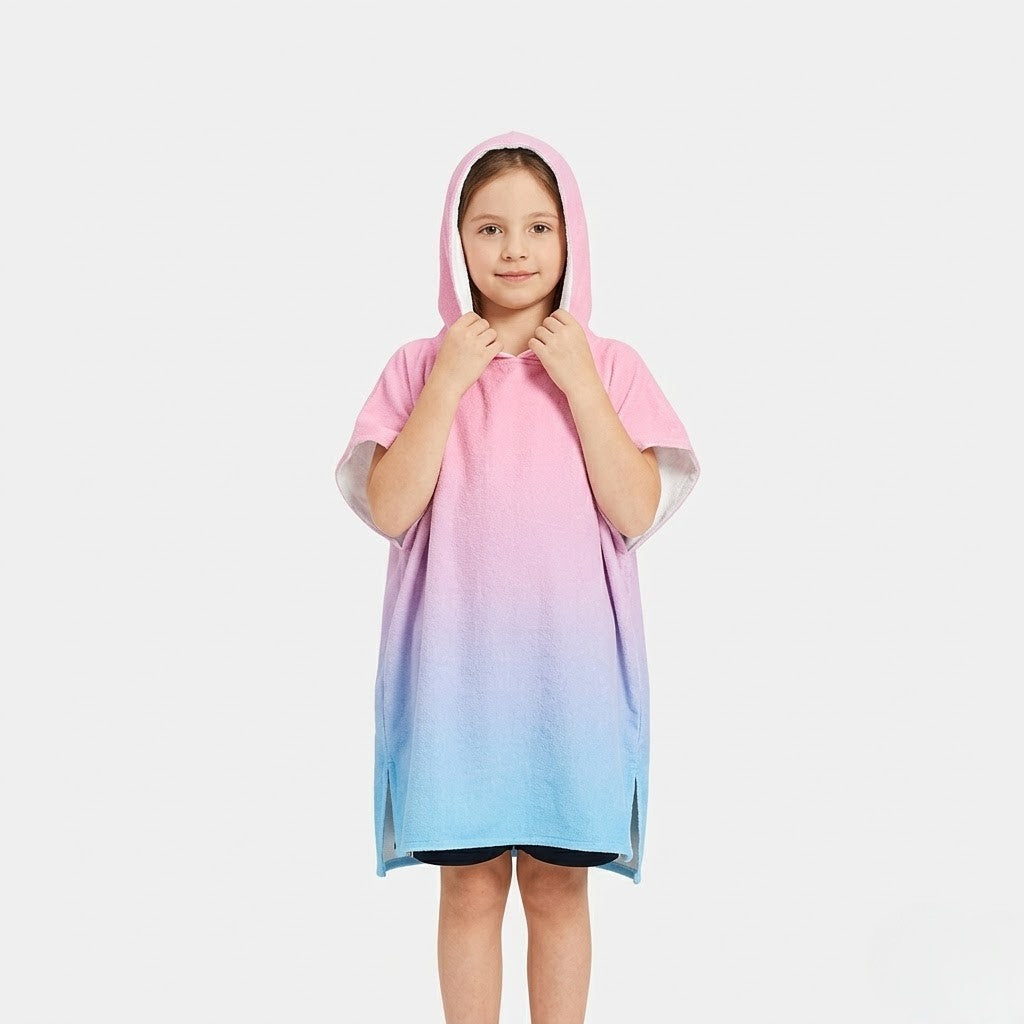 Poncho plage enfant dégradé pastel